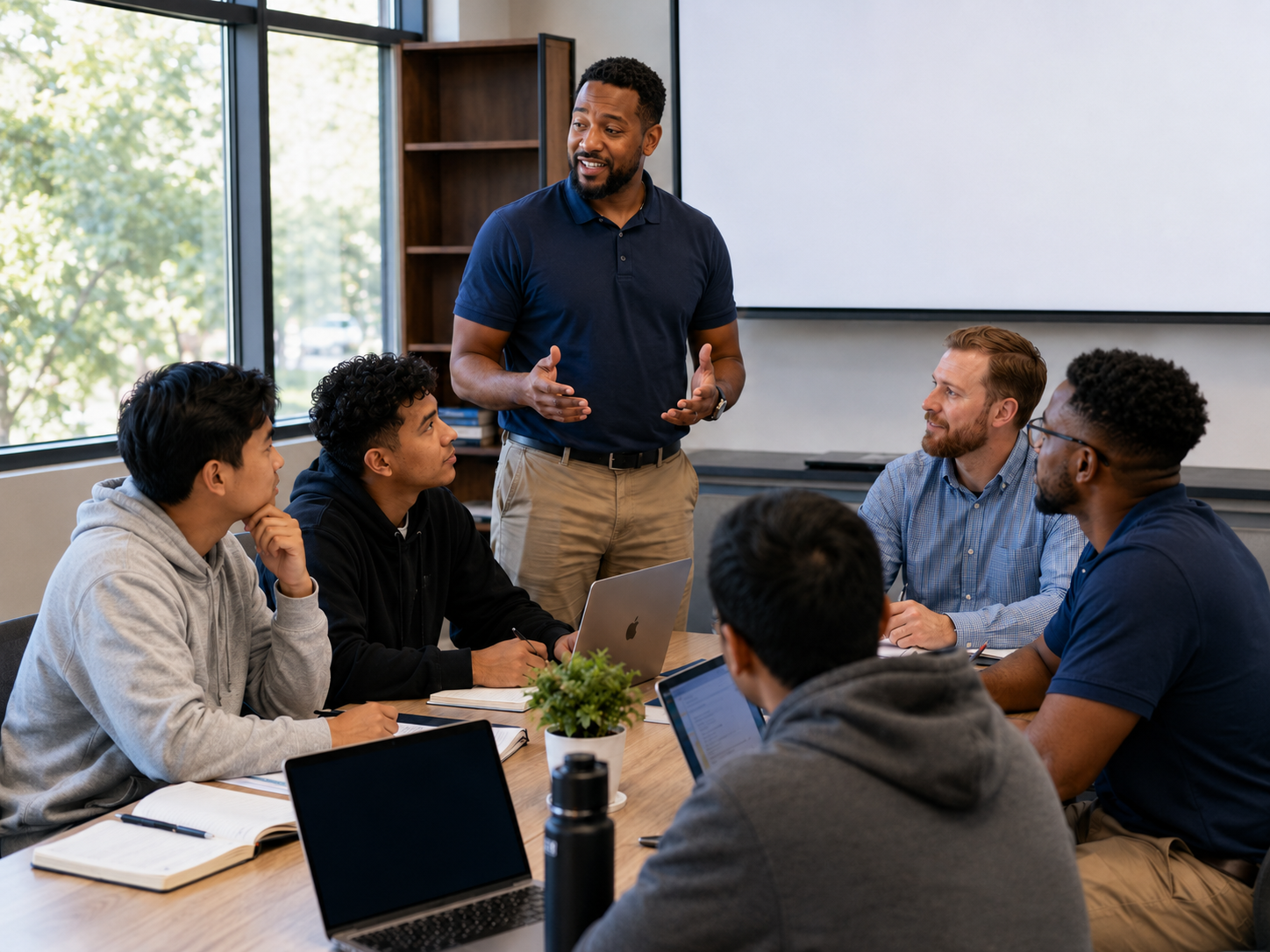 Small team working together around a table