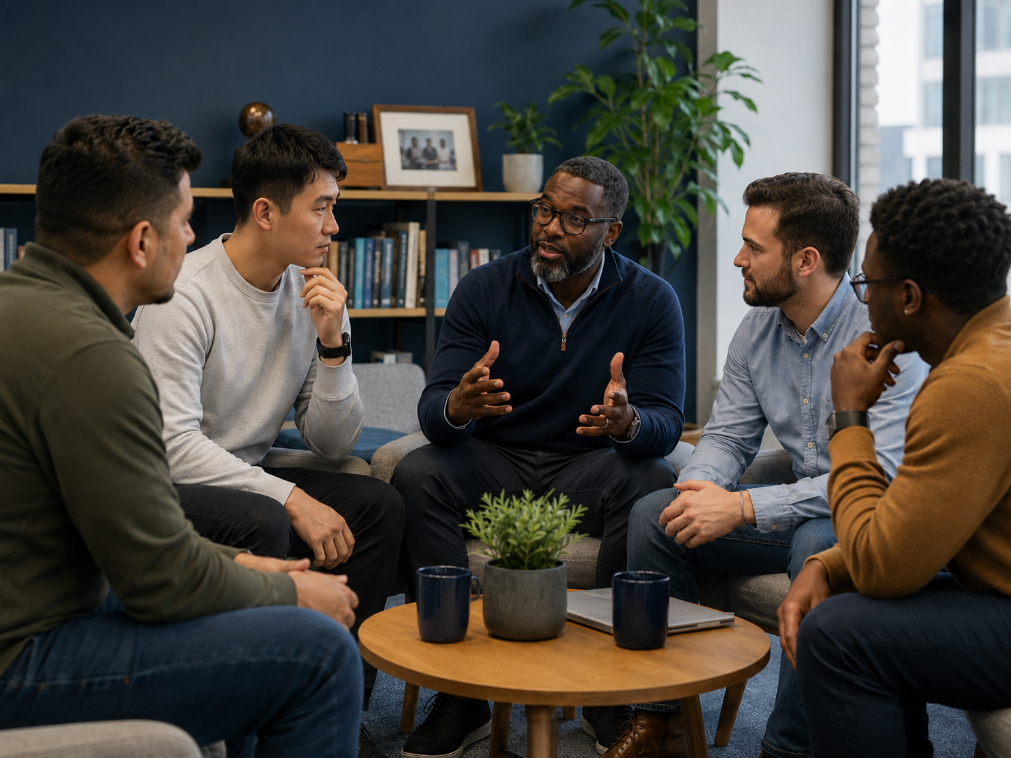 Mentor and young man in conversation